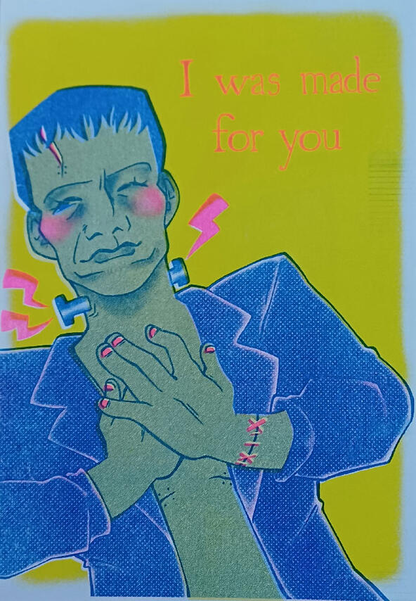 Frankenstein Made as a risograph print for Cwtch art fair